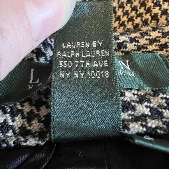 Lauren Ralph Lauren Wool Crop Trouser Pants Houndstooth High Rise 8P Equestrian - Picture 6 of 7